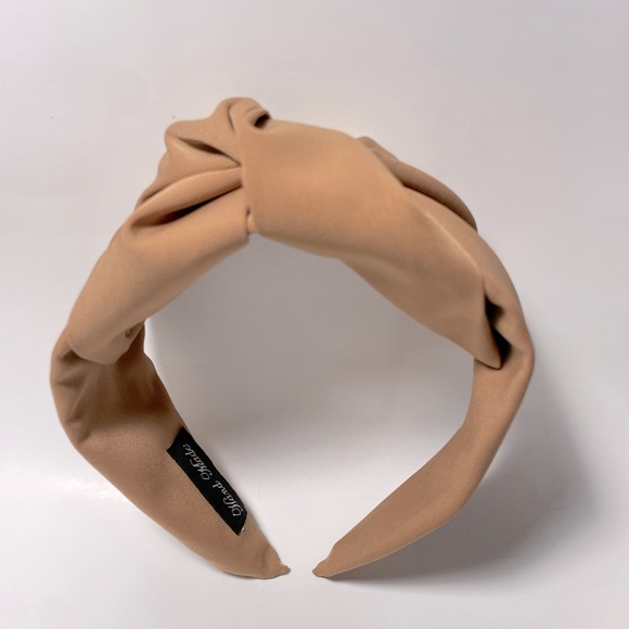Hand Made Accessories - Wide Twist Knot Headband Neutral Tan Brown